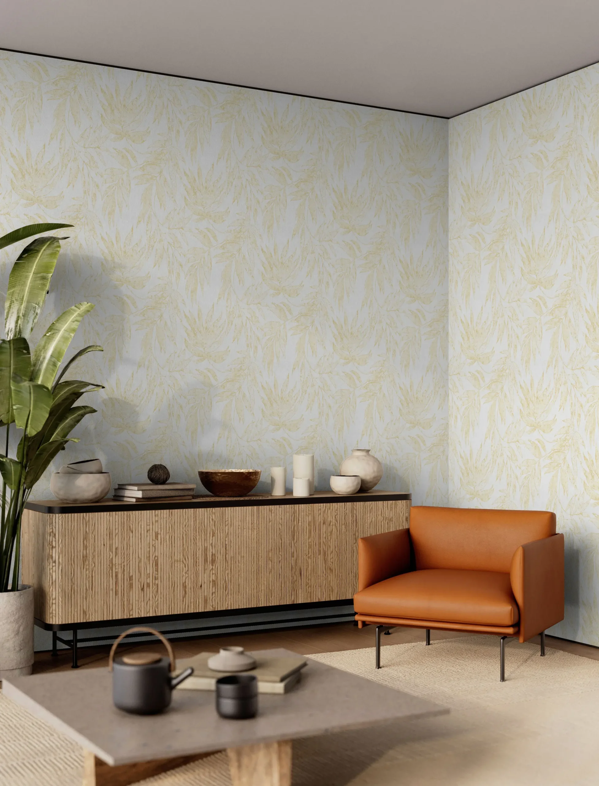Gold Embossed Wallpaper – Natural Elegance (24208-3)
